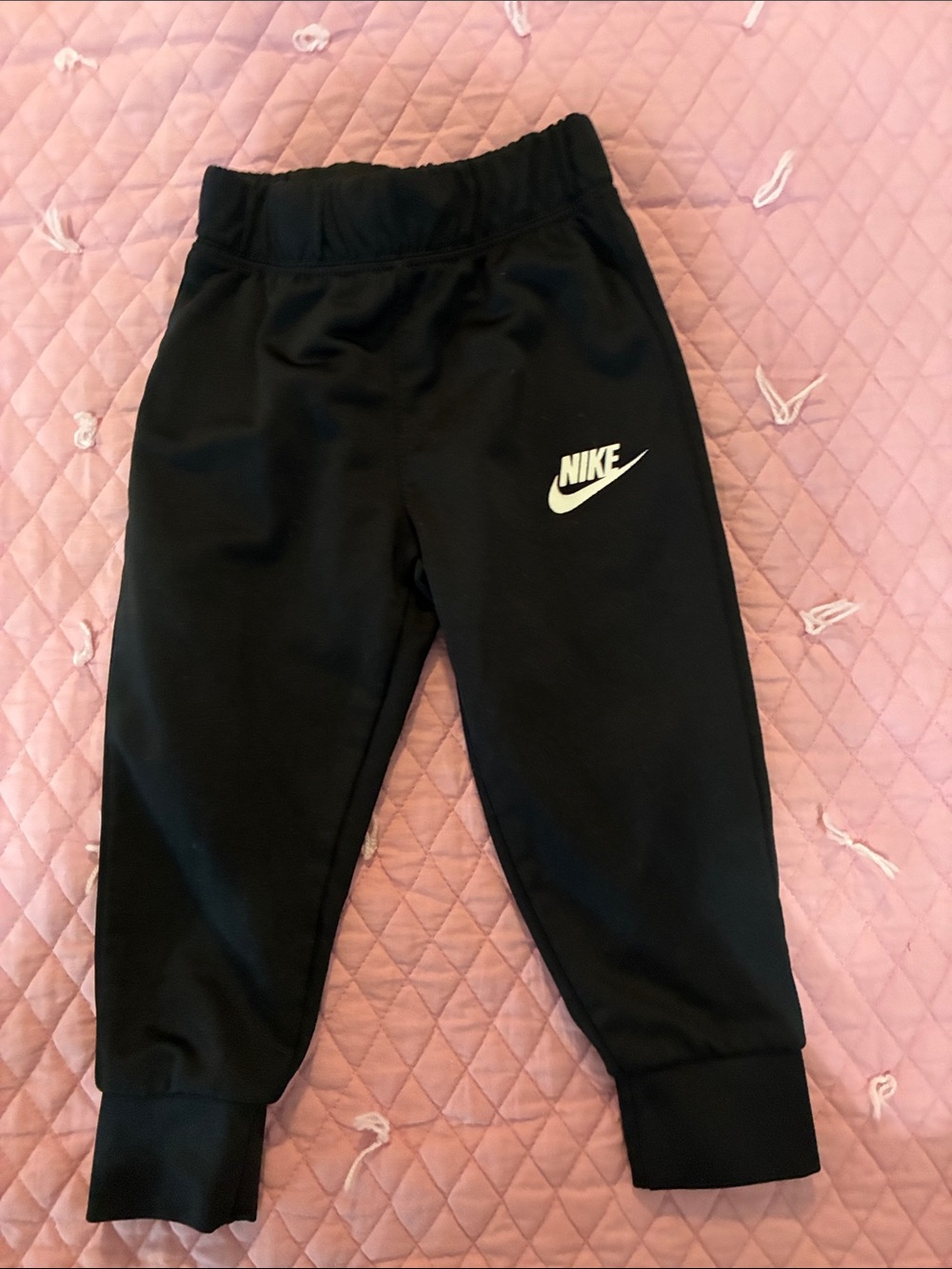 Nike Black Joggers with White Swoosh Logo - Kids